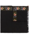 LOEWE LOEWE BLACK LOGO CASHMERE BLEND SCARF