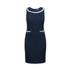 Rumour London Emilia Navy Cotton Tweed Dress With Fringed Neckline In Tweed