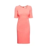 Rumour London Amelie Coral Fitted Knee Length Dress With Asymmetrical Neckline In Length