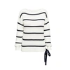 RUMOUR LONDON MONACO STRIPED COTTON SWEATER WITH METAL EYELETS IN CREAM