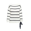 Rumour London Monaco Striped Cotton Sweater With Metal Eyelets In Cream In In