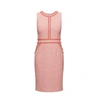 RUMOUR LONDON ELOISE SOFT PINK COTTON TWEED DRESS WITH FRINGED DETAIL