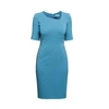 Rumour London Amelie Atlantic Blue Fitted Knee Length Dress With Asymmetrical Neckline In Length