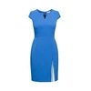 RUMOUR LONDON MARIANA BLUE STRETCH-CREPE DRESS WITH CAPPED SHOULDER & PLEATED DEATAIL