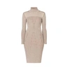RUMOUR LONDON CLEO OATMEAL TWO-TONE RIBBED KNIT DRESS