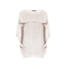 RUMOUR LONDON CARA CAPE EFFECT MERINO WOOL RIBBED KNIT SWEATER IN CREAM