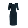 RUMOUR LONDON Amelie Dark Cyan Knee Length Dress With Asymmetrical Neckline