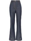 WRIGHT LE CHAPELAIN BUTTON DETAIL FLARED JEANS