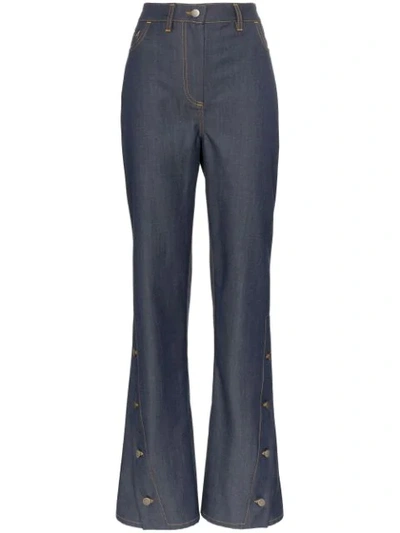 Wright Le Chapelain Button Detail Flared Jeans In Blue