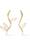 BEAUFILLE BRANCH GOLD-PLATED FAUX PEARL EARRINGS