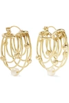 ELLERY CLASSICAL SCAFFOLDING GOLD-PLATED PEARL HOOP EARRINGS