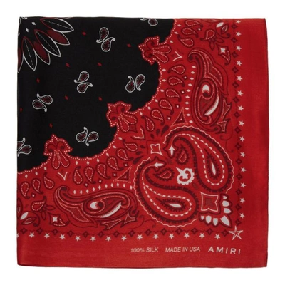 Amiri Red And Black Silk Bandana Scarf In Rdb