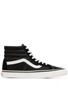 VANS BLACK AND WHITE SK8-HI 38 DX SUEDE LEATHER AND CANVAS SNEAKERS