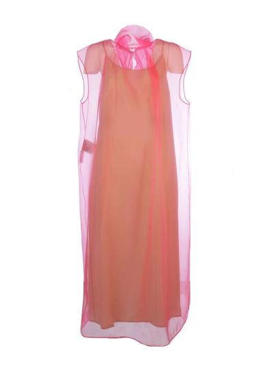 Prada Technical Oraganza Midi Dress In Rosa Fluo