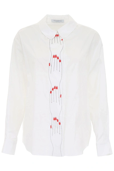 Vivetta Embroidered Hands Shirt In White