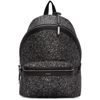 Saint Laurent Men's City Glitter Backpack In Black Multi