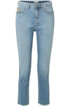 MIRA MIKATI CROPPED EMBROIDERED HIGH-RISE STRAIGHT-LEG JEANS