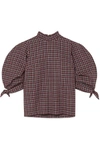 PAPER LONDON ROSE CHECKED WOOL-BLEND TOP