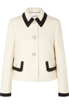 MIU MIU Faux pearl-embellished wool-crepe jacket
