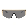 VERSACE VERSACE BLACK AND GOLD OVERSIZED METAL SHIELD SUNGLASSES