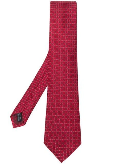 Ferragamo Geometric Print Tie In Red
