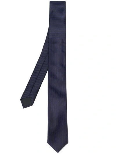 Hugo Boss Ribbed Woven Tie In Blue