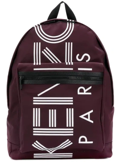 Kenzo Logo Zipped Backpack - Red