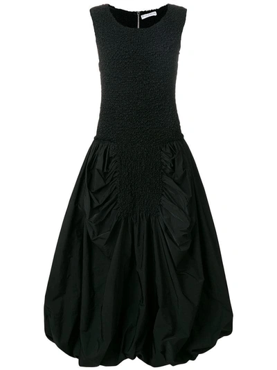 Jw Anderson Smocked-bodice Gathered Dress In Black