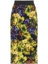 DOLCE & GABBANA DOLCE & GABBANA GRAPE-PRINT SILK-BLEND CADY MIDI SKIRT - GREEN