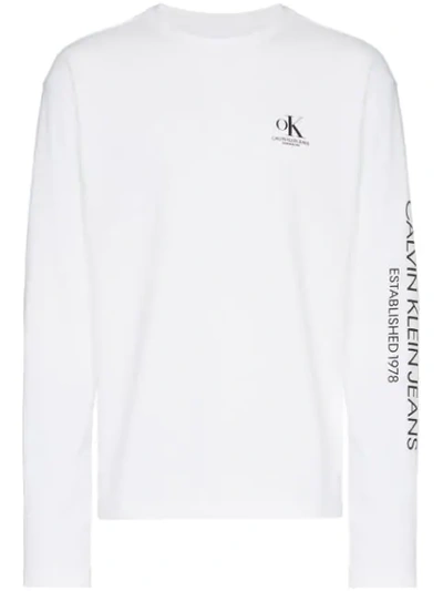 Calvin Klein Jeans Est.1978 Ok Long Sleeved T In White