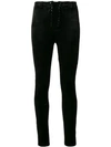 BEN TAVERNITI UNRAVEL PROJECT lace-up velour skinny trousers