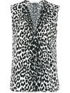 Givenchy V Neck Blouse Black & White In Black & White