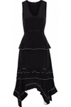 DEREK LAM DEREK LAM WOMAN ASYMMETRIC SILK-SATIN PEPLUM DRESS BLACK,3074457345619000193