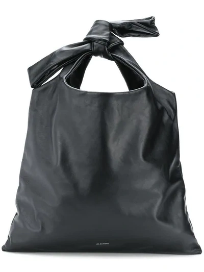 Jil Sander Tie Knot Shoulder Bag In Black