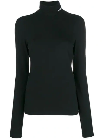 Calvin Klein 205w39nyc Stretch Cotton Jersey Turtleneck In Black