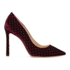 Jimmy Choo Romy 100 Glittered Velvet Pumps In Grape Grey