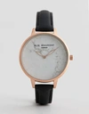 ELIE BEAUMONT WATCH WITH MARBLE DIAL AND LEATHER STRAP - BLACK,EB812.5