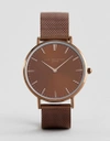 ELIE BEAUMONT EB805GM.7 WATCH WITH CHOCOLATE BROWN DIAL AND MESH STRAP - BROWN,EB805GM.7