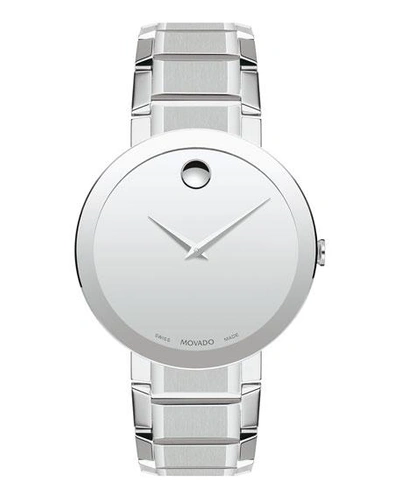 Movado Men's Swiss Sapphire Stainless Steel Bracelet Watch 39mm In Silver