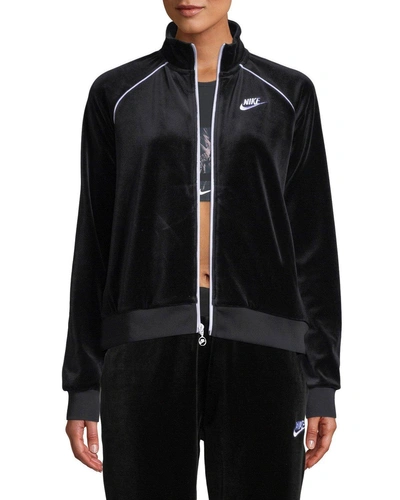 Nike Sportswear Velour Track Jacket In Black