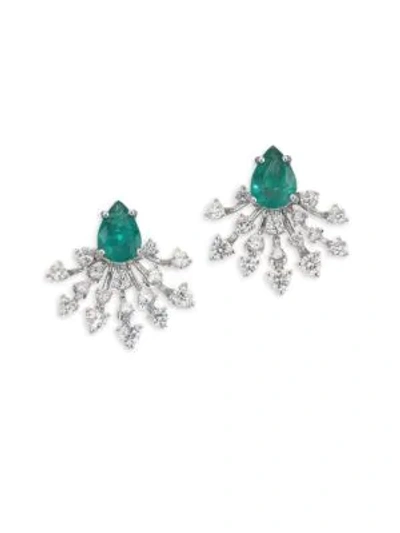 Hueb Women's Luminus Diamond, Emerald & 18k White Gold Stud Earrings