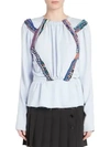 CARVEN Long Sleeve Scarf Trimmed Blouse