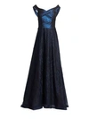 RENE RUIZ Off-The-Shoulder Embellished A-Line Gown