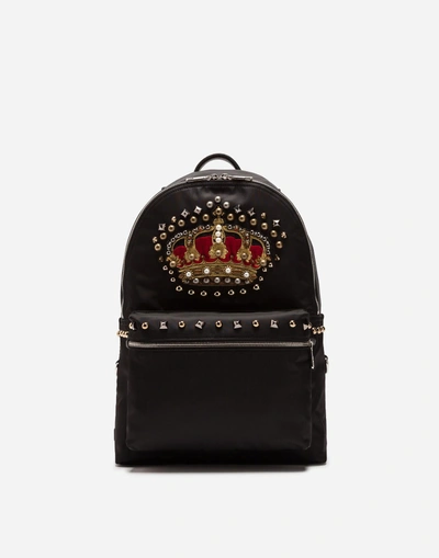 Dolce & Gabbana Nylon Vulcano Backpack With Crown Patch In Multi