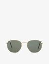 Ray Ban Rb3548n Metal Crystal Hexagonal-frame Sunglasses In Gold