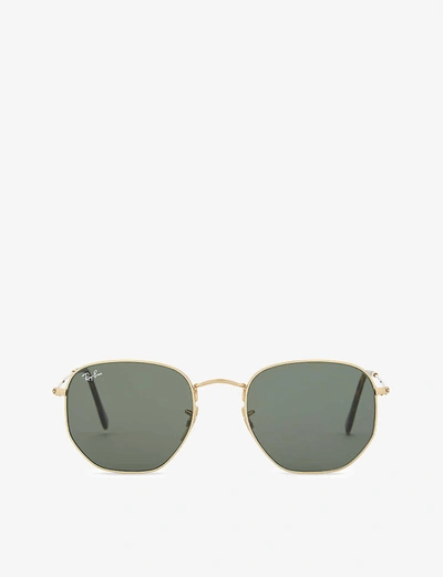 RAY BAN WOMENS GOLD RB3548N HEXAGONAL SUNGLASSES,78887145