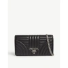 PRADA BLACK QUILTED LOGO LEATHER WALLET ON CHAIN