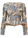 BROCK COLLECTION BROCK COLLECTION TAPESTRY-PRINT PEPLUM JACKET - BLUE