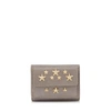 JIMMY CHOO NEMO LIGHT KHAKI PEARLIZED GRAINY LEATHER SMALL FRENCH WALLET WITH GOLD STUDS,NEMOOPZT