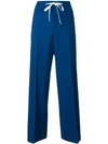 Miu Miu Striped Wool And Mohair-blend Track Pants In Blue